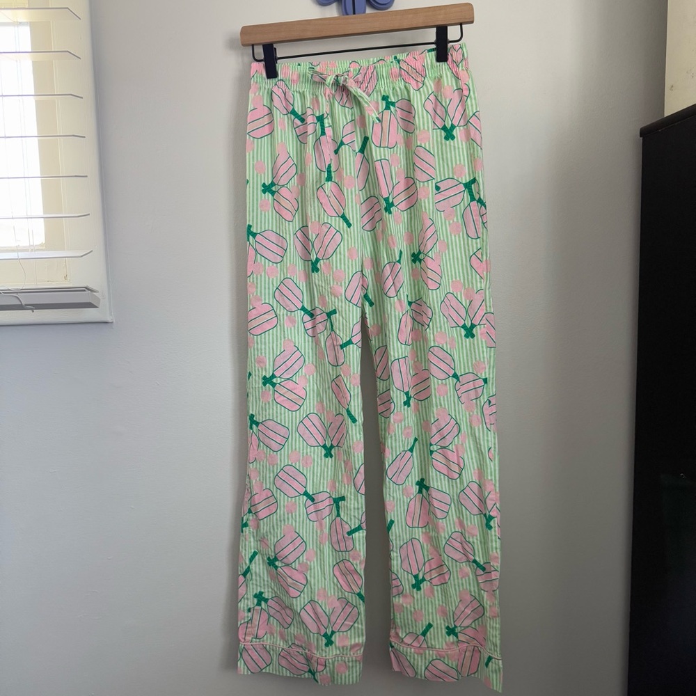 8 Oak Lane Women’s XS/Small Pickleball Pajamas Pink Green Stripe Spring Preppy